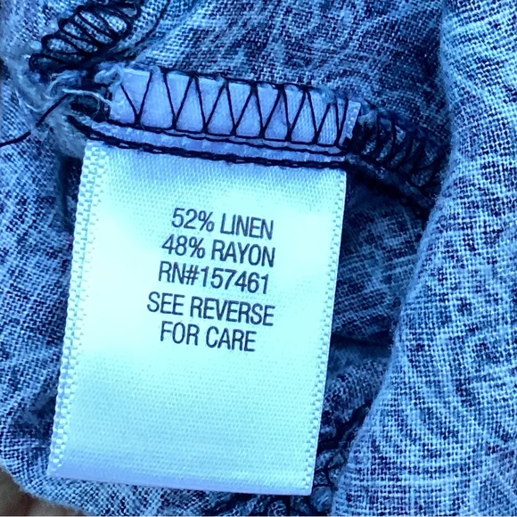 Dana Buchman Blue Paisley Linen Sleeveless Button-Down Top (Discontinued!) - M - Picture 4 of 5